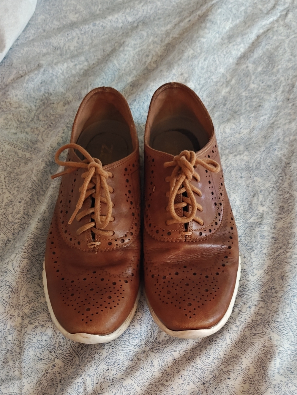 Cole Haan ZeroGrand Women's Brown/Tan Leather Wingtip Lace-Up Sneakers Size 5M